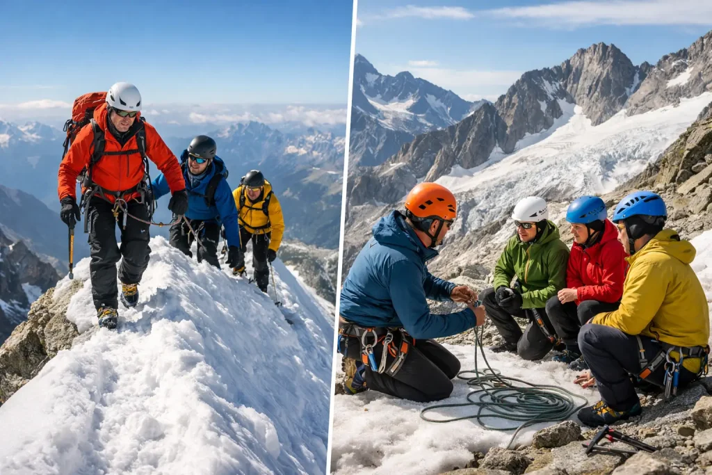 Guided Mountaineering Versus Alpine Courses